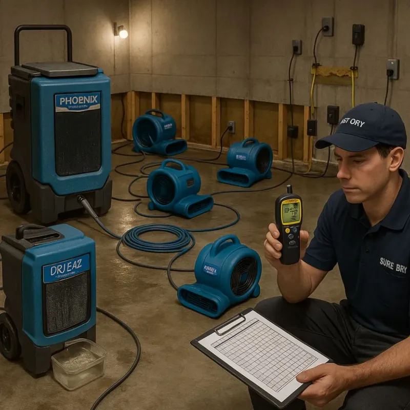Structural Drying and Dehumidification process in Burns Flat, OK